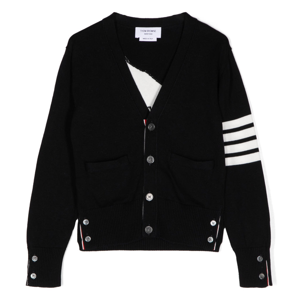 Thom Browne Kids Raven Back Knit Cardigan