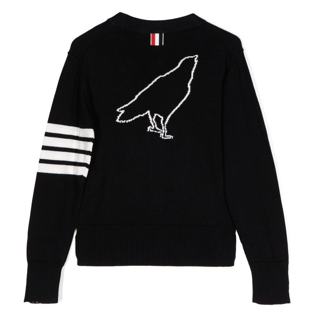 Thom Browne Kids Raven Back Knit Cardigan