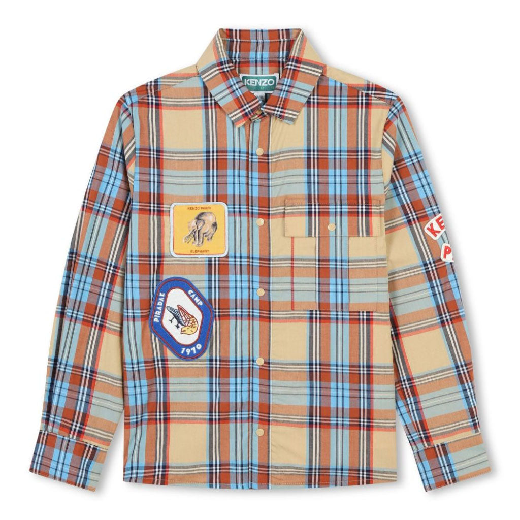Kenzo Kids Plaid Cotton Shirt
