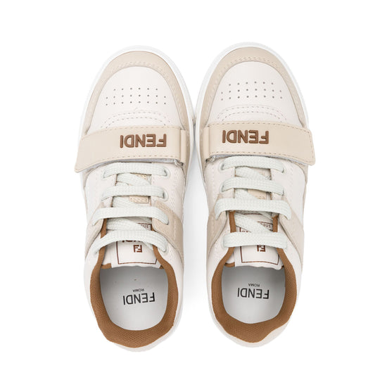 Fendi Kids Logo Calfskin Sneakers