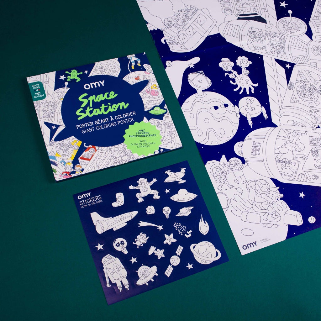 OMY Giant Coloring Poster – Space Station + Stickers (100 x 70CM)
