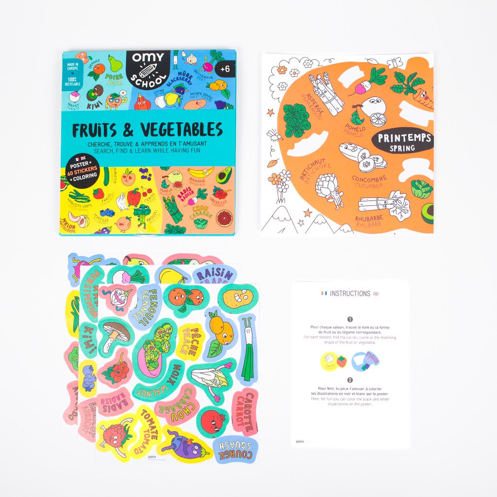 OMY School Posters – Fruits & Vegetables (68 x 48CM)