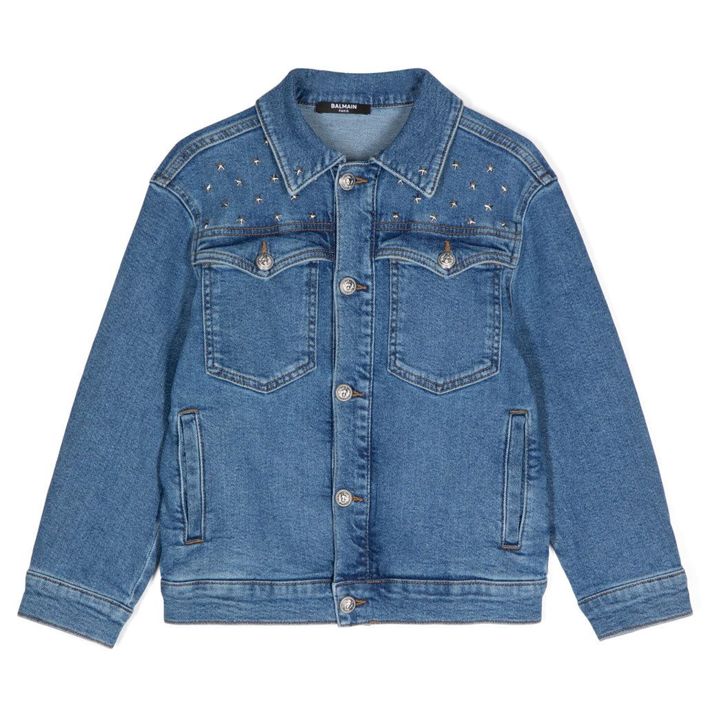 Balmain Kids Silver Tone Trim Denim Jacket
