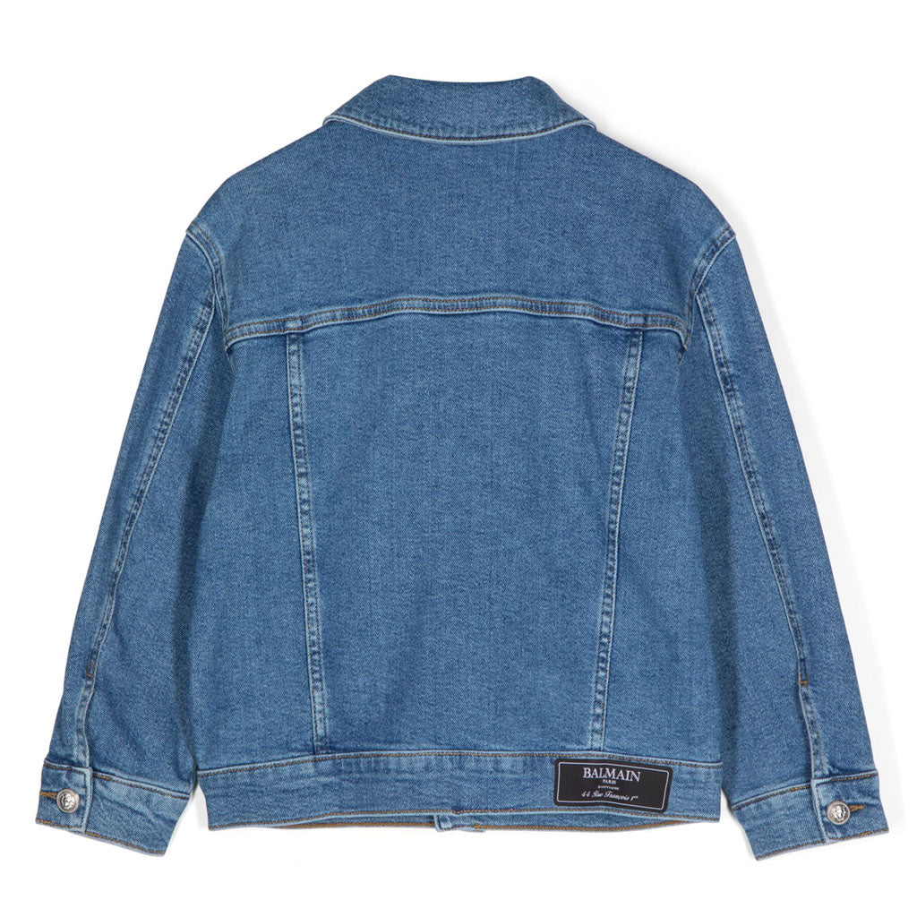 Balmain Kids Silver Tone Trim Denim Jacket
