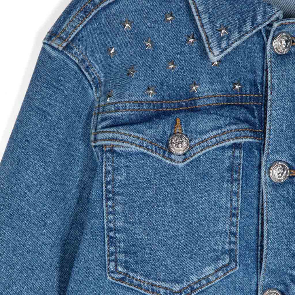 Balmain Kids Silver Tone Trim Denim Jacket
