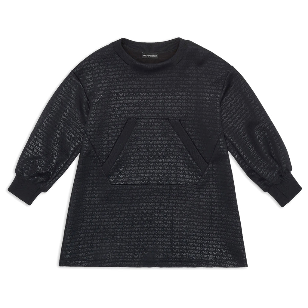 Emporio Armani Junior Jersey Dress With All-over Logo Lettering