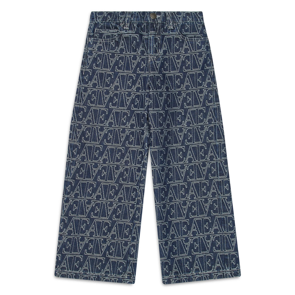 Emporio Armani Junior J33 Denim Jeans With All-over Jacquard Lettering