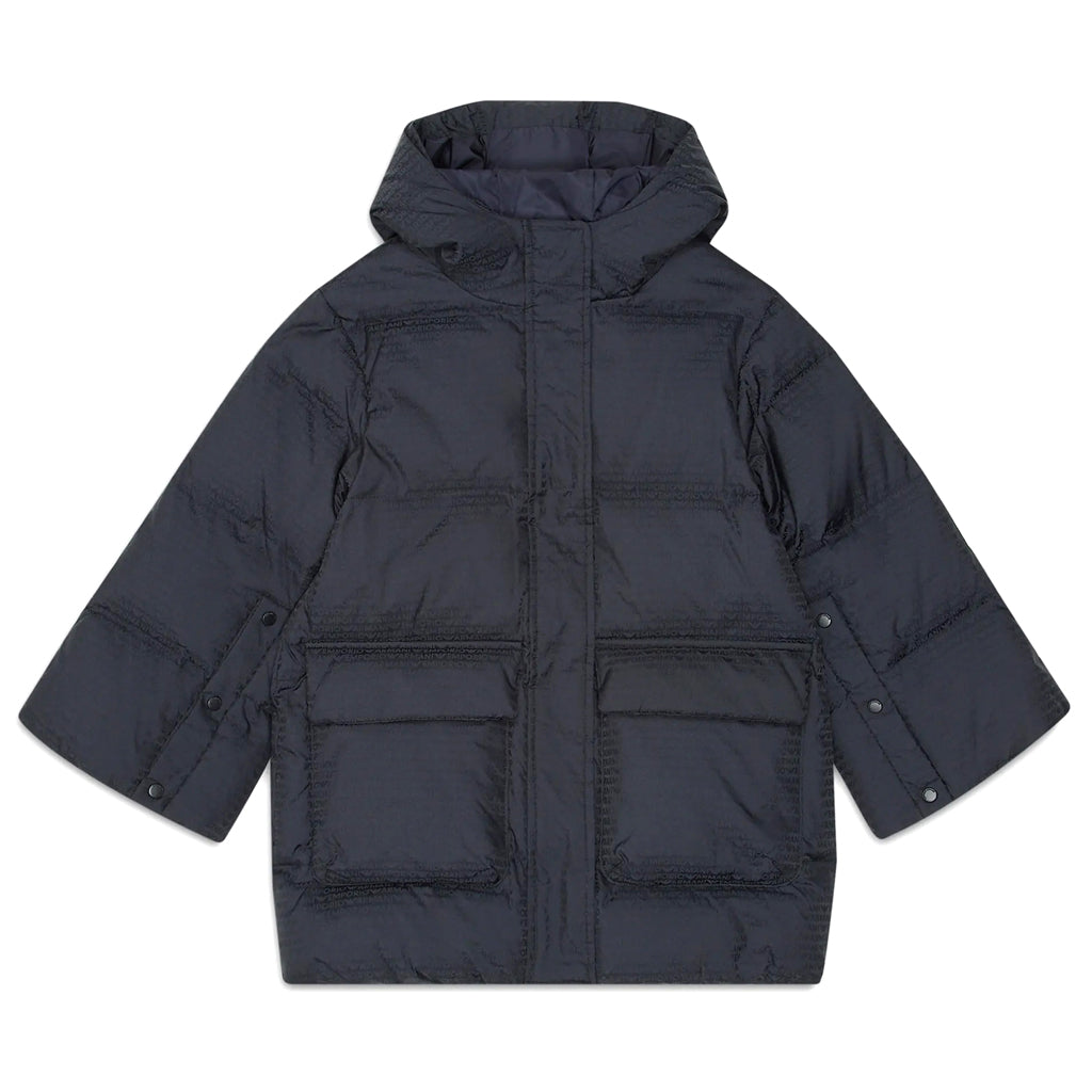 Emporio Armani Junior Asv Hooded, Quilted-nylon Puffer Jacket With Logo Lettering And Recycled Down