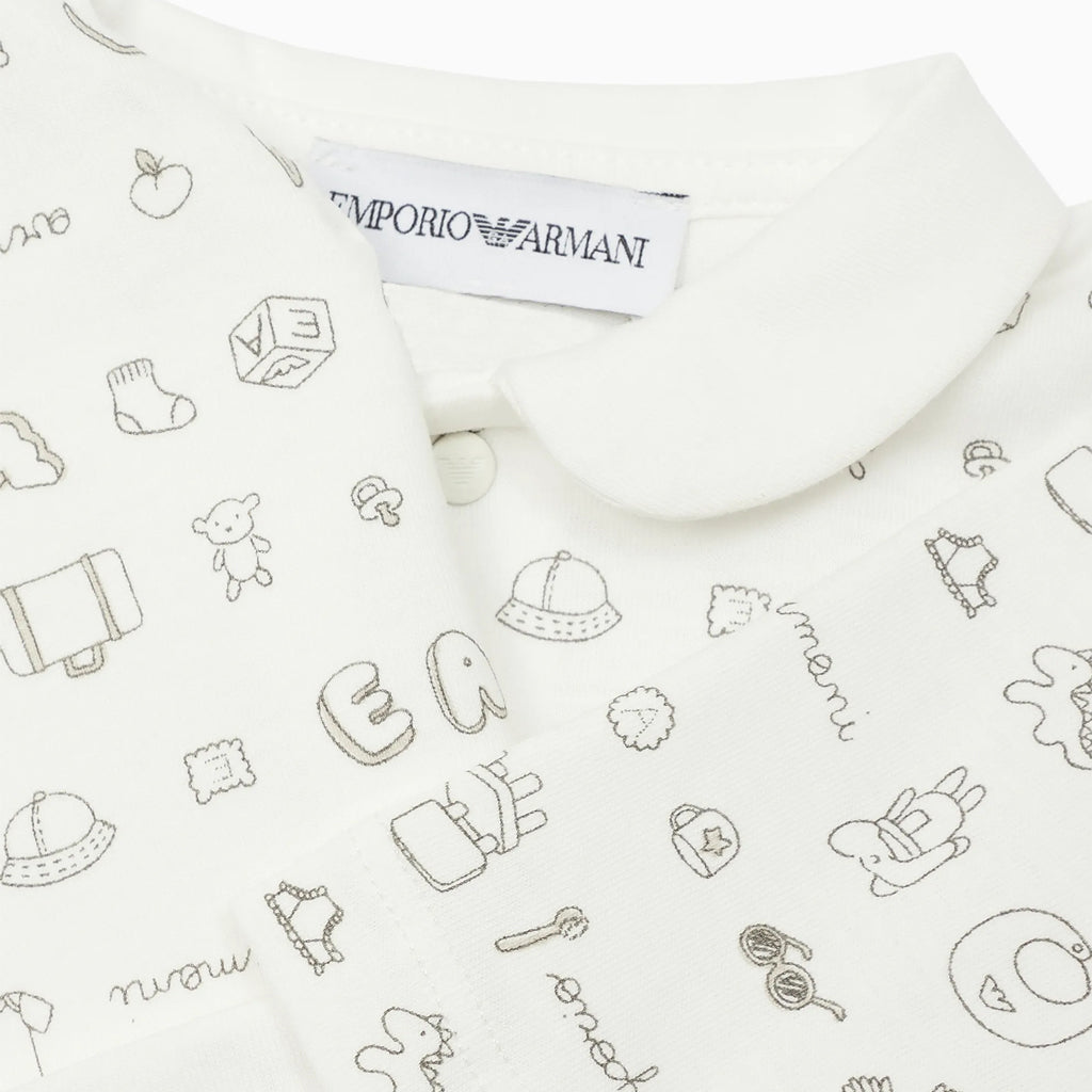 Emporio Armani Junior Tendresse Printed Jersey Onesie And Beanie Gift Set