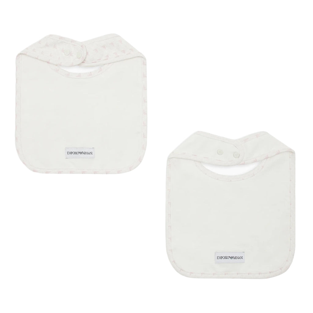 Emporio Armani Junior Pack Of Two Jersey Bibs With Op-art Eagles And Logo