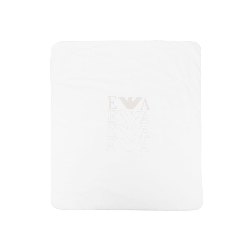 Emporio Armani Junior Double-faced Blanket With Op-art Logo And Eagles