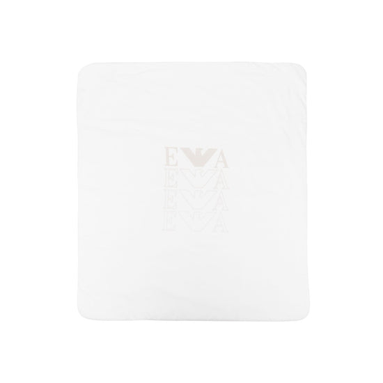 Emporio Armani Junior Double-faced Blanket With Op-art Logo And Eagles