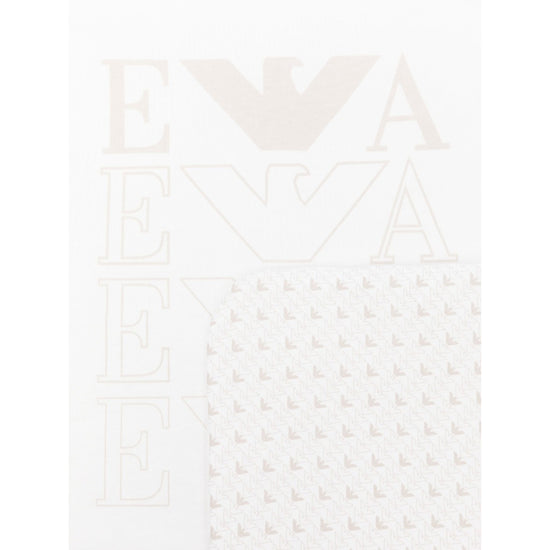 Emporio Armani Junior Double-faced Blanket With Op-art Logo And Eagles