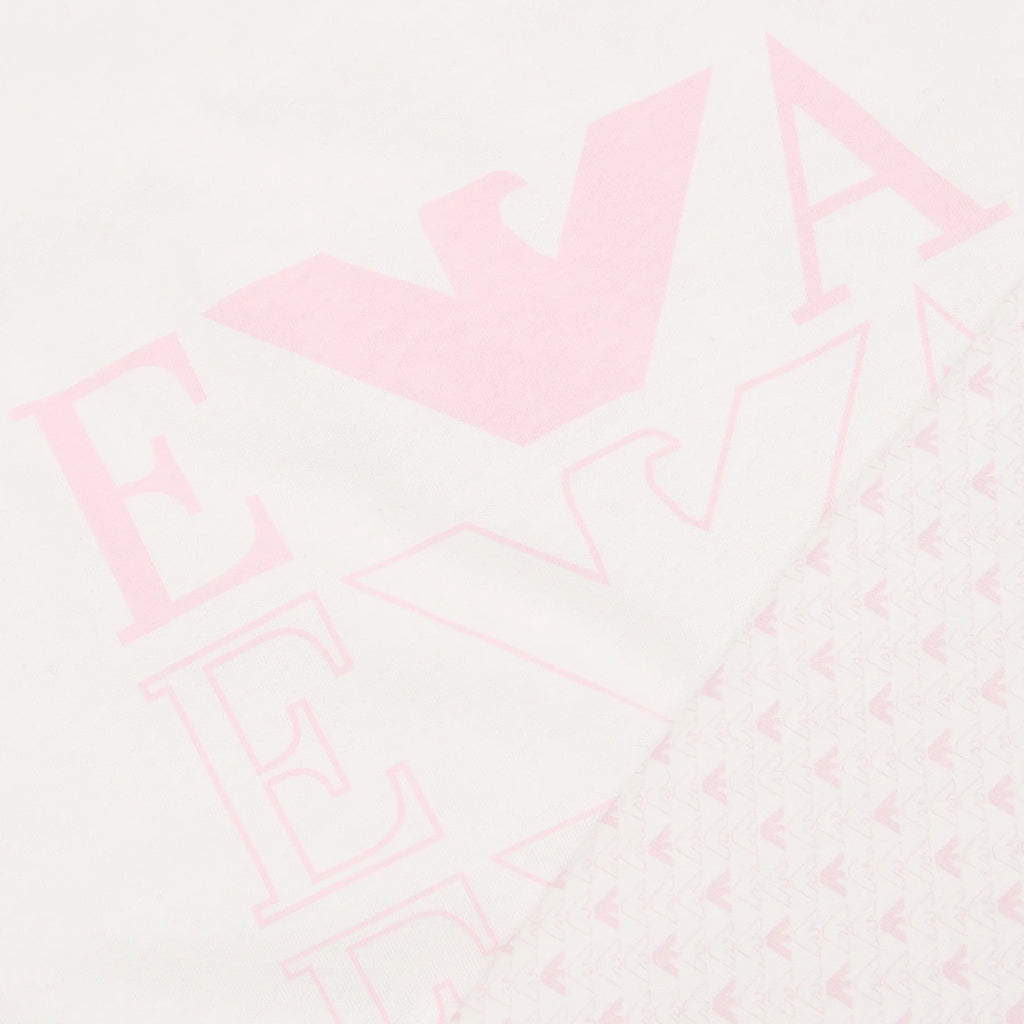 Emporio Armani Junior Double-faced Blanket With Op-art Logo And Eagles