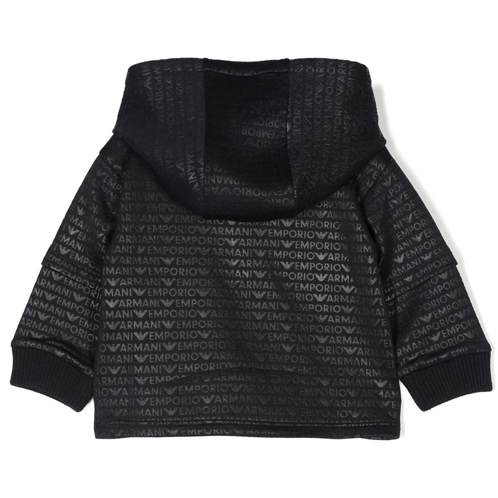 Emporio Armani Junior Jersey Hooded Sweatshirt With All-over Logo Lettering