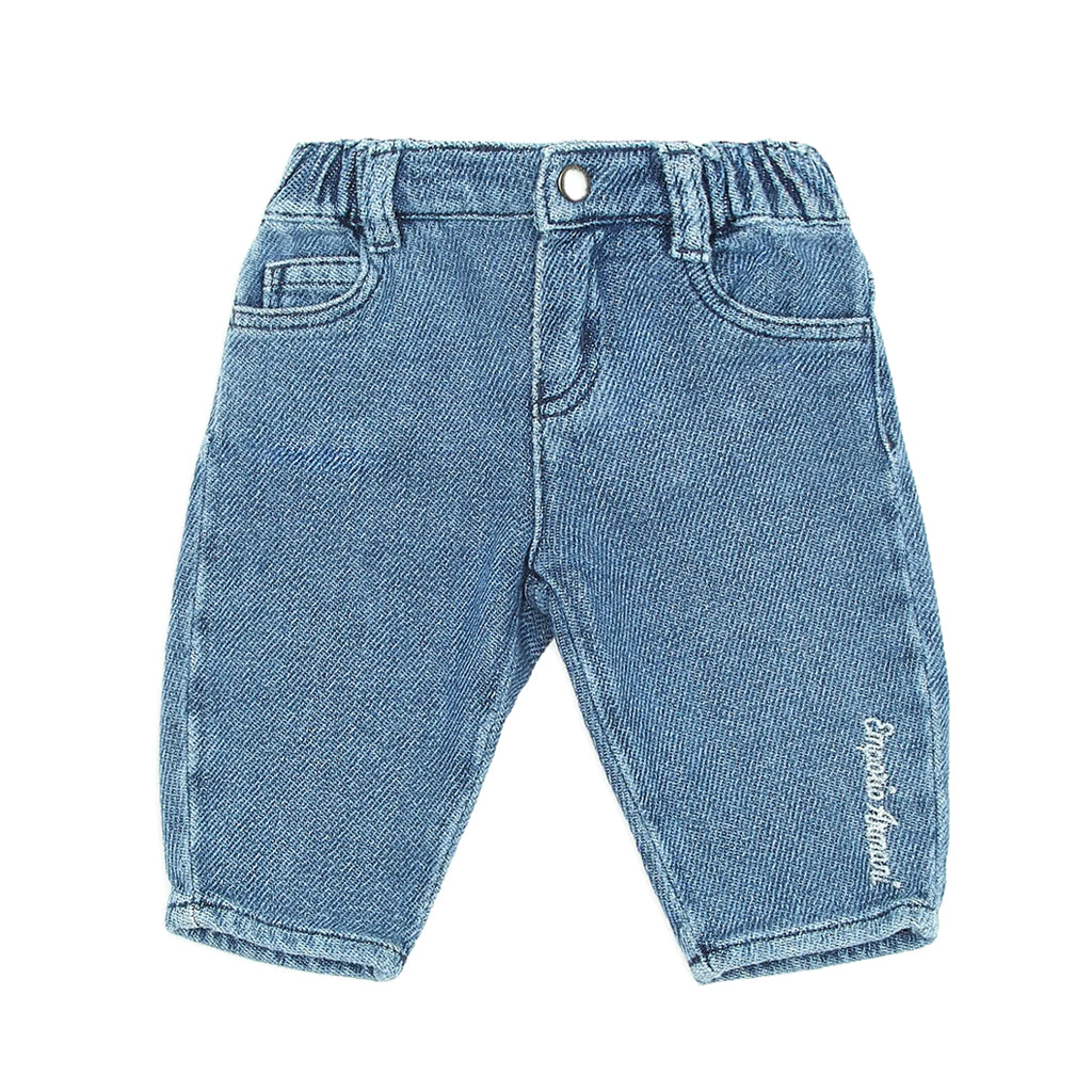 Emporio Armani Junior Stretch-denim Jeans With Logo Embroidery