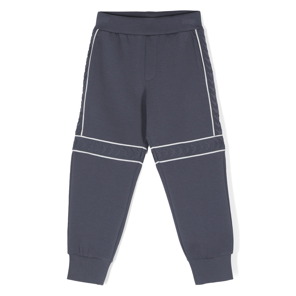 Emporio Armani Junior Loose-fit Double-jersey Joggers With Logo Tape