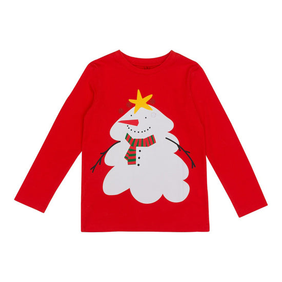 Christmas Snowman in Glasses Long-Sleeve T-shirt