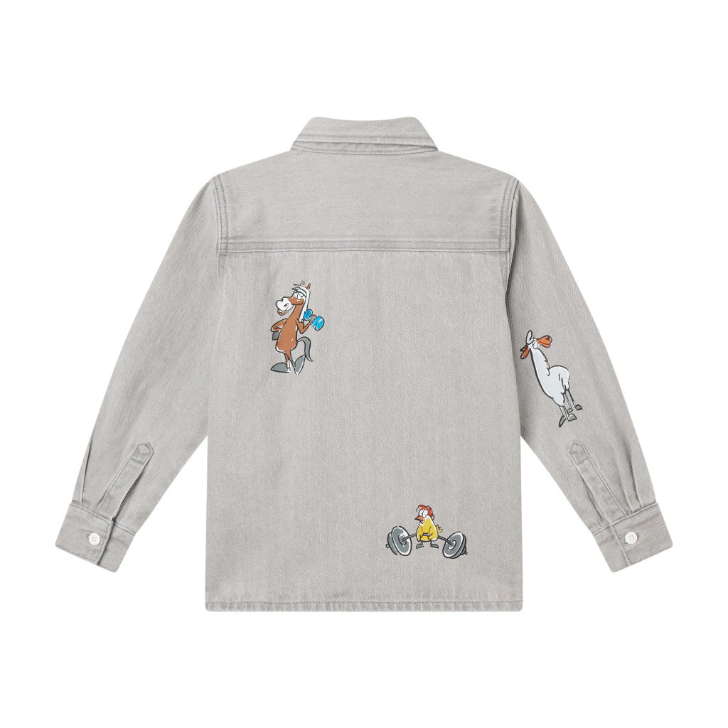 Stella McCartney Kids Farmyard Birds Long-Sleeve Denim Shirt