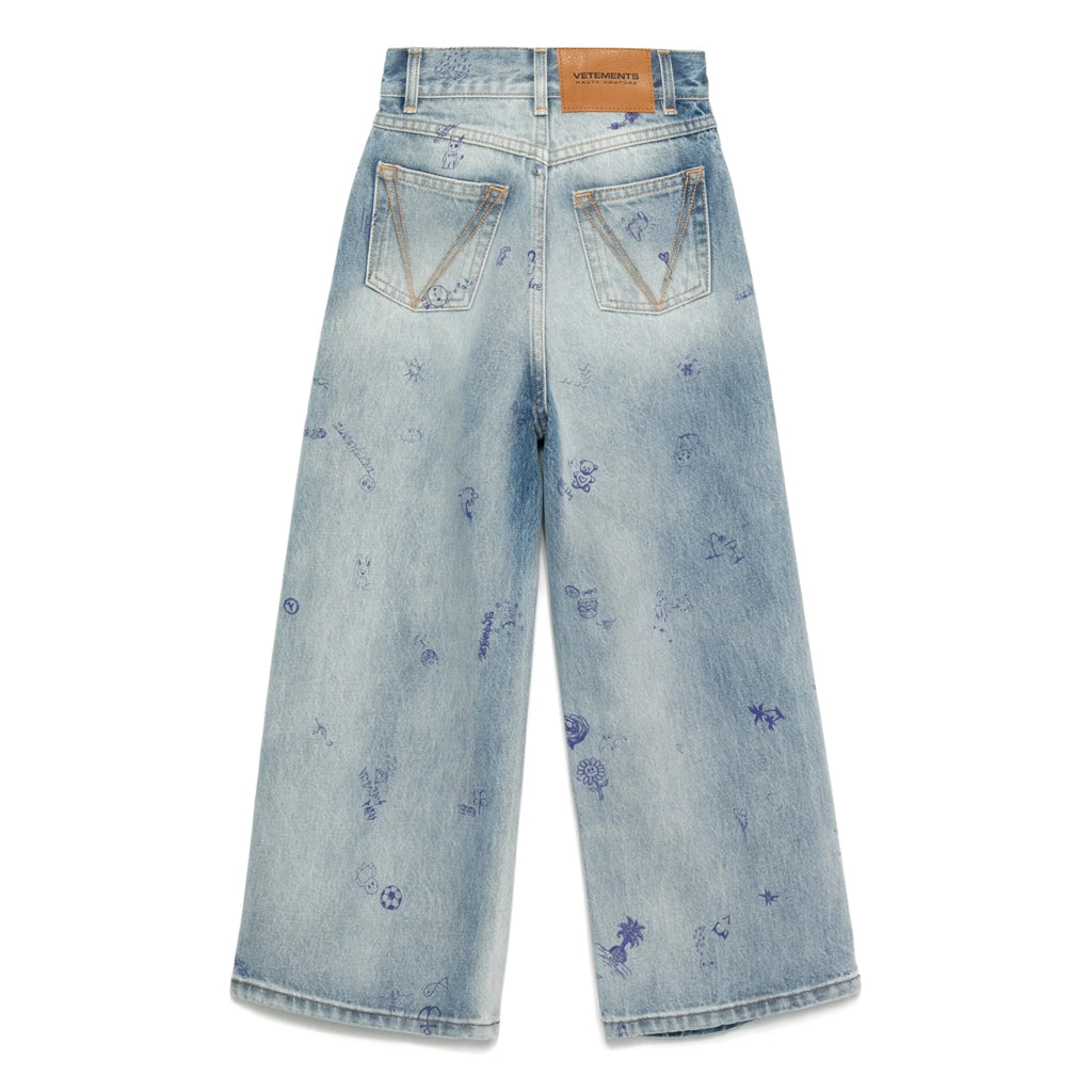 Vetements Kids Scribbled Denim Jeans