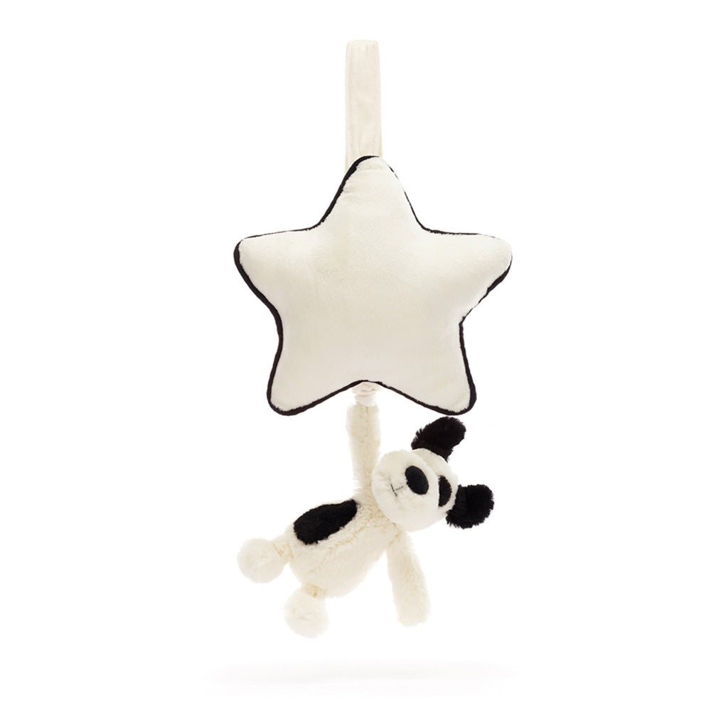 Jellycat Bashful Black & Cream Puppy Musical Pull