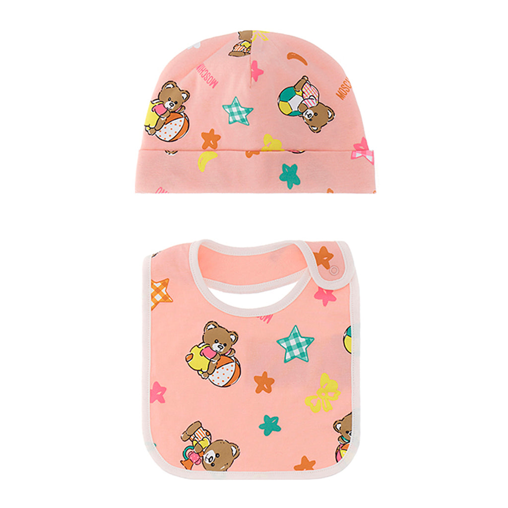 Moschino Kids Bear Print Hat and Bib Set