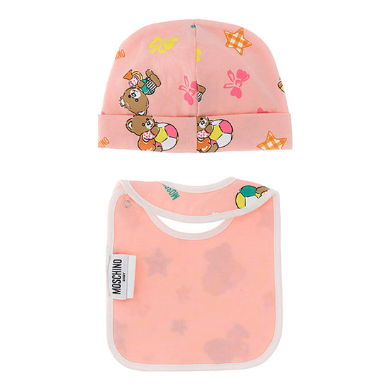 Moschino Kids Bear Print Hat and Bib Set
