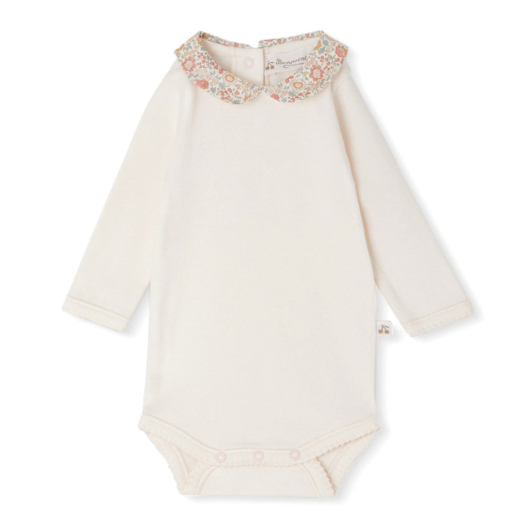 Bonpoint Cygne Bodysuit With Orange Embroidered Collar