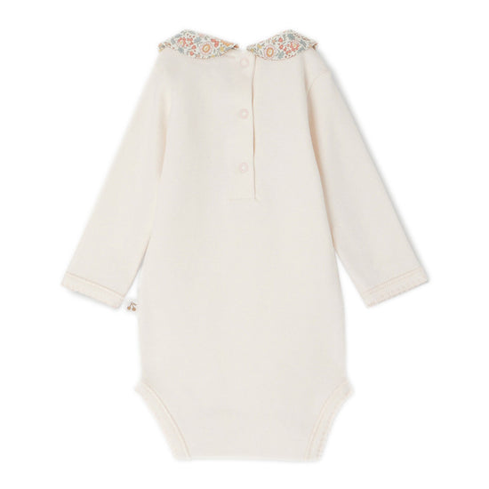 Bonpoint Cygne Bodysuit With Orange Embroidered Collar