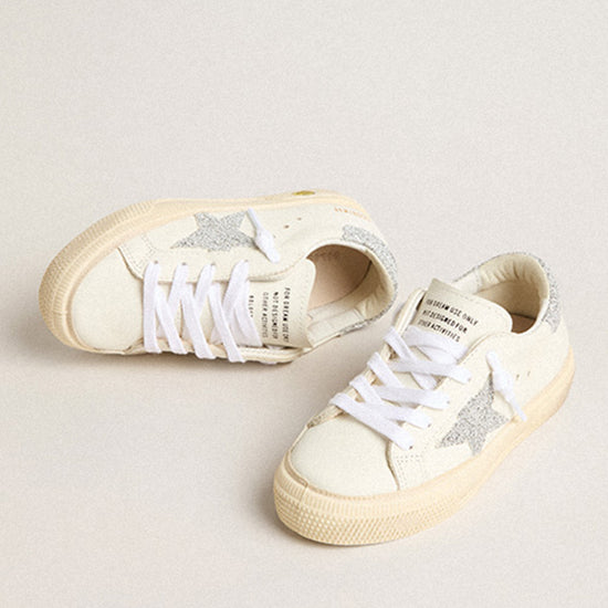 May Leather and Crystal Fabric Star Sneakers