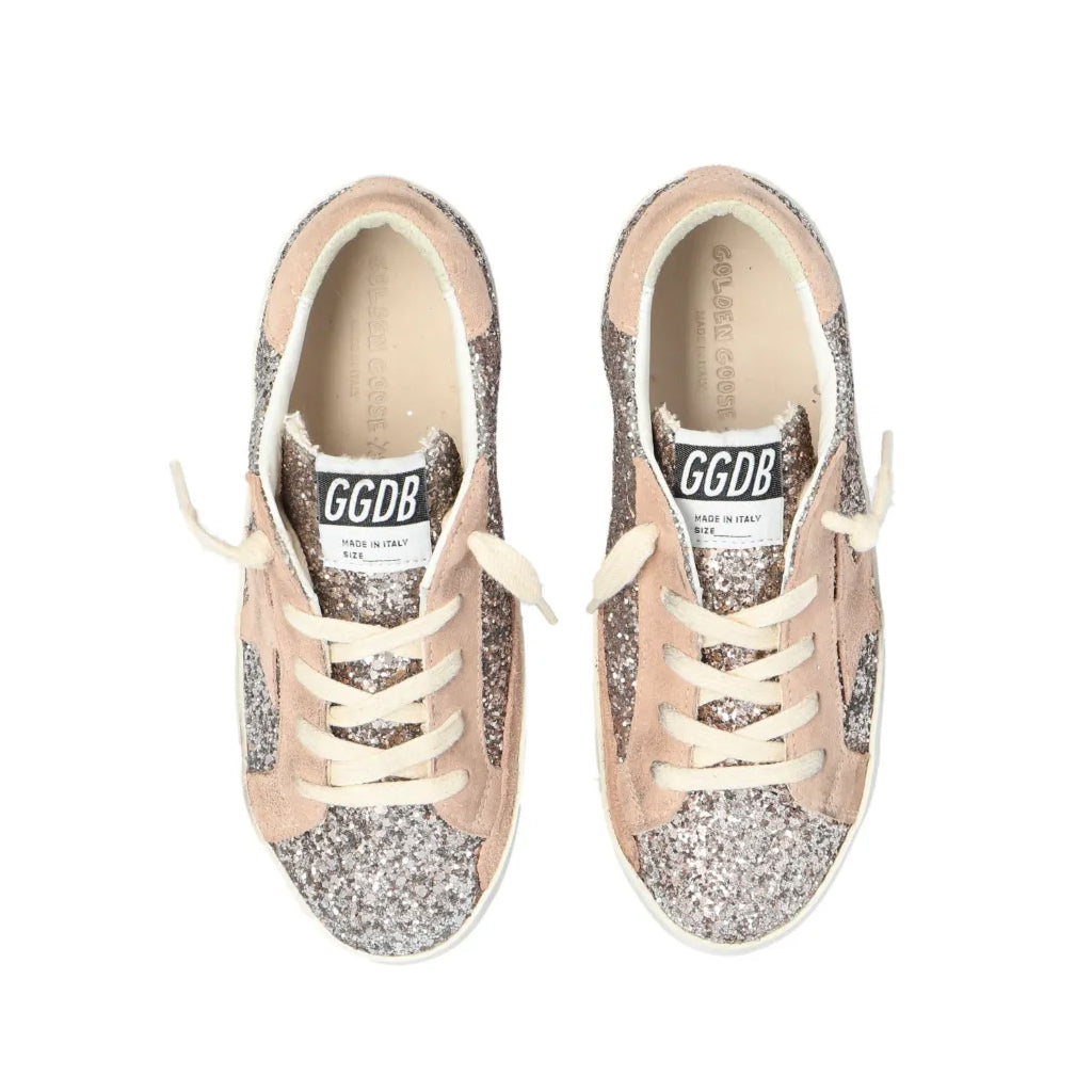 Golden Goose Super Star Glitter and Suede Star Sneakers