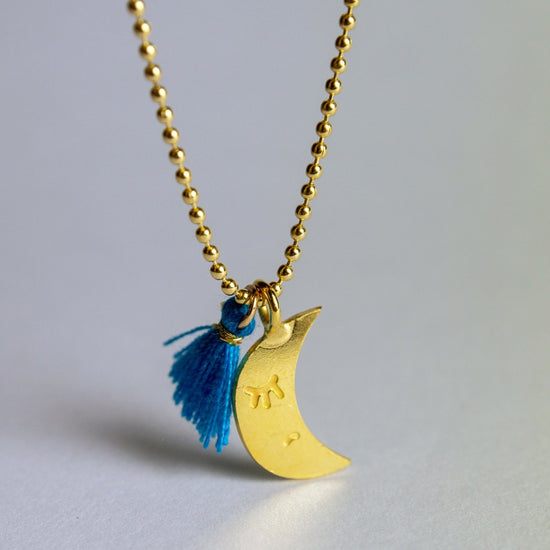 Moon Necklace with Pom Pom