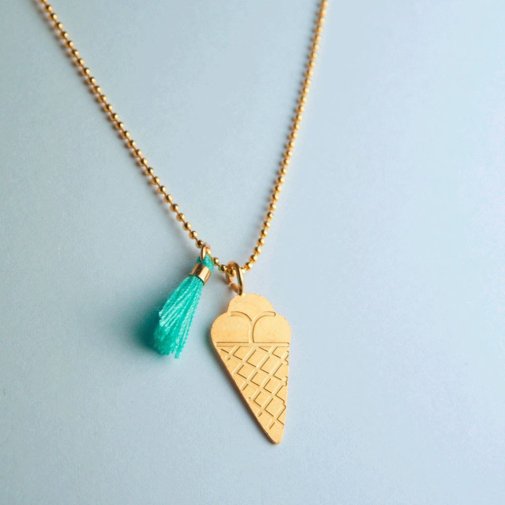 Adorabili Ice Cream Necklace with Pom Pom