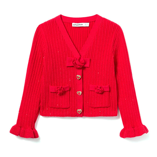 Self Portrait Kids Ribbed Cardigan