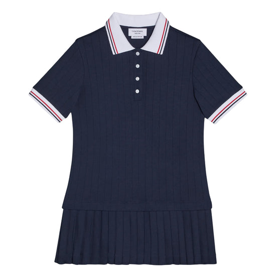 Thom Browne Kids Pleated Bottom Polo Dress
