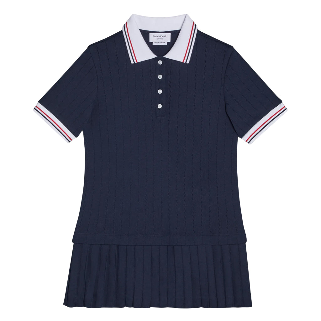 Thom Browne Kids Pleated Bottom Polo Dress
