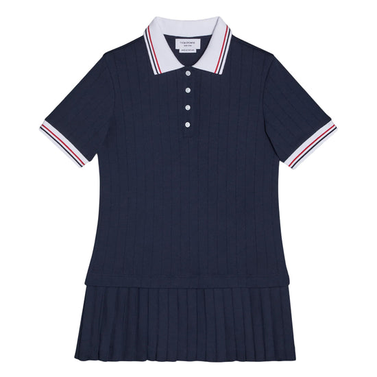 Thom Browne Kids Pleated Bottom Polo Dress