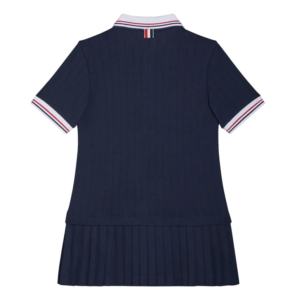 Thom Browne Kids Pleated Bottom Polo Dress