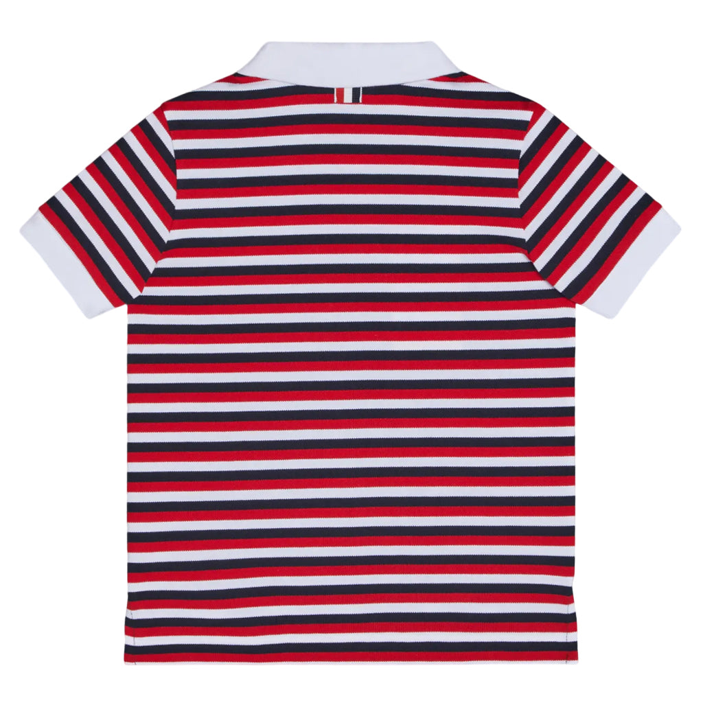 Thom Browne Kids Polo in Cotton Pique Stripe