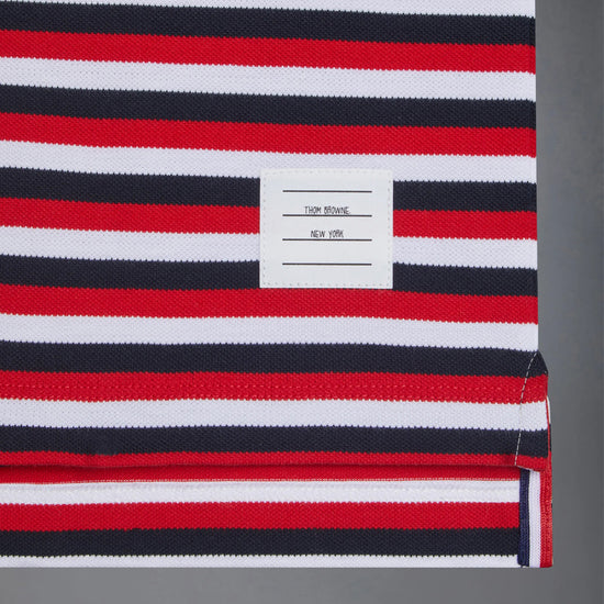 Thom Browne Kids Polo in Cotton Pique Stripe