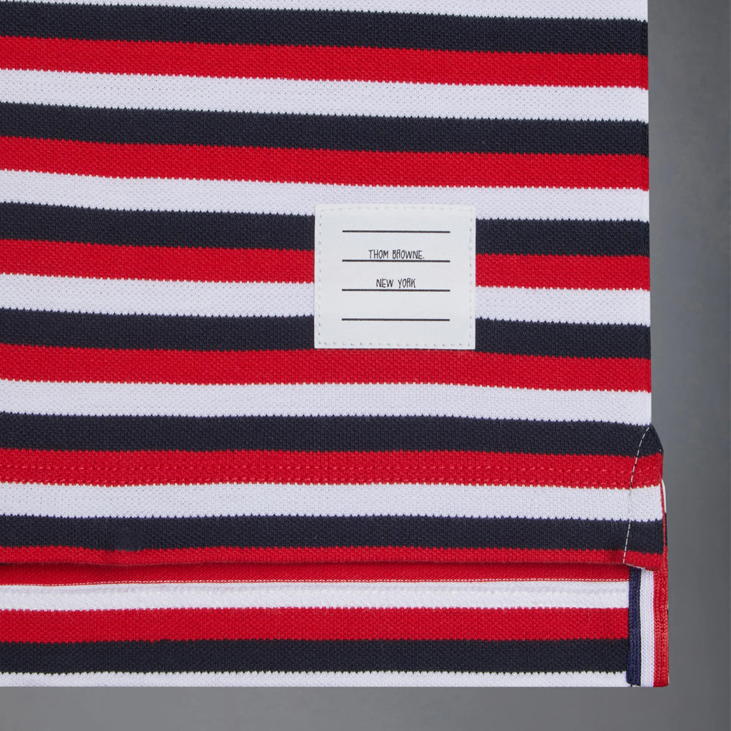 Thom Browne Kids Polo in Cotton Pique Stripe