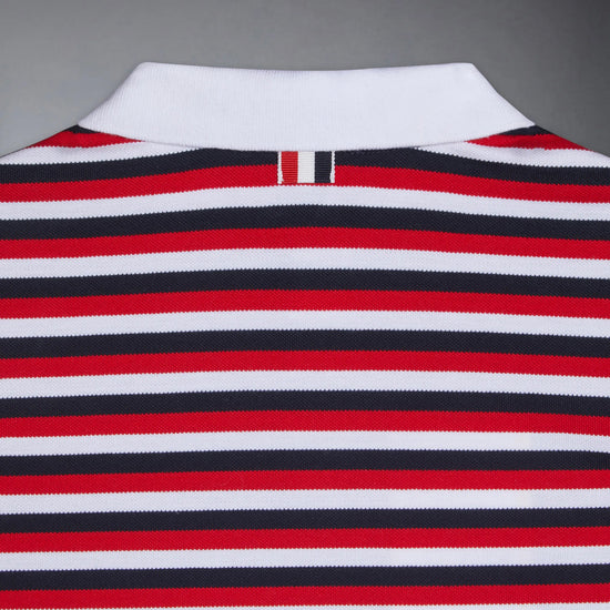 Thom Browne Kids Polo in Cotton Pique Stripe