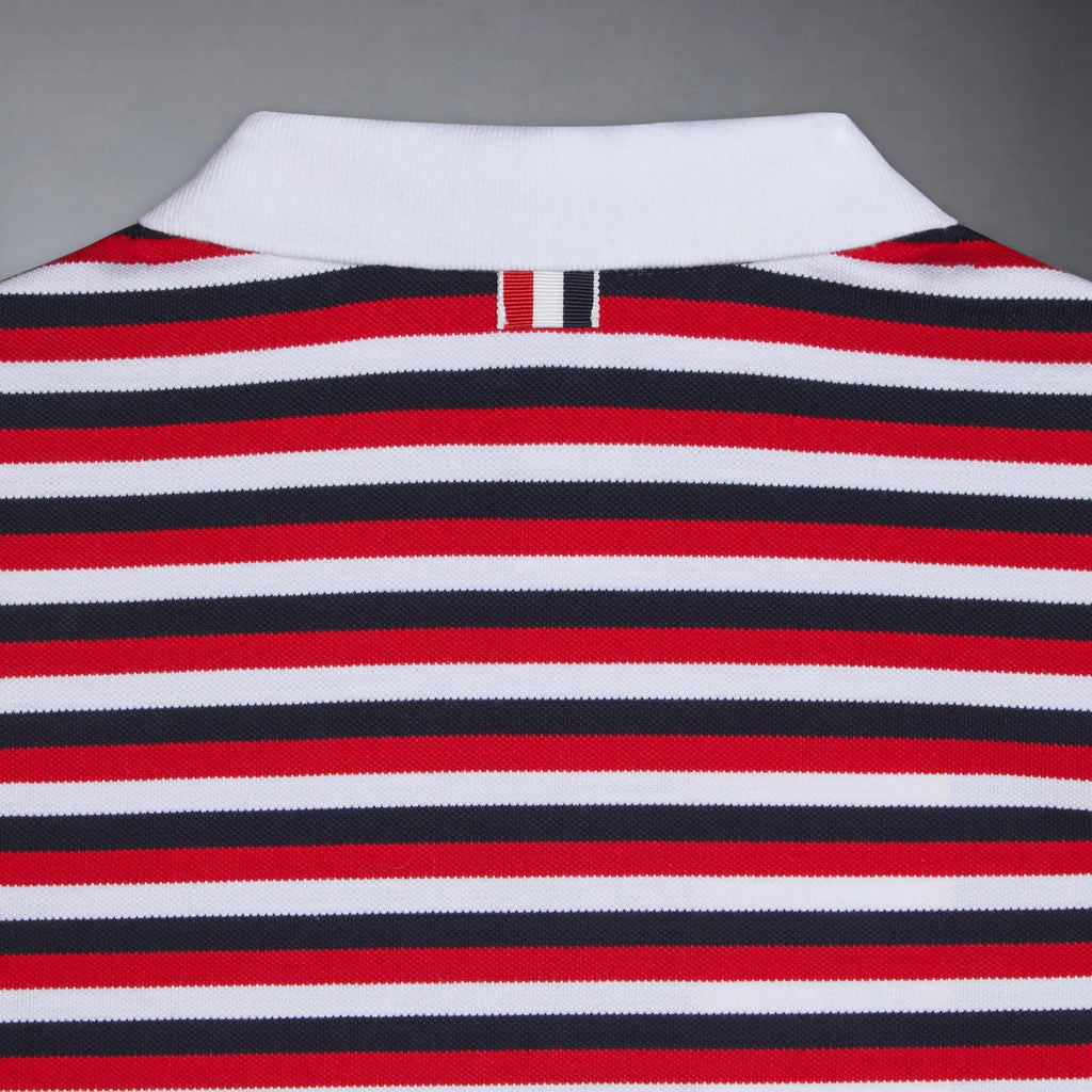 Thom Browne Kids Polo in Cotton Pique Stripe