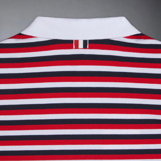 Thom Browne Kids Polo in Cotton Pique Stripe