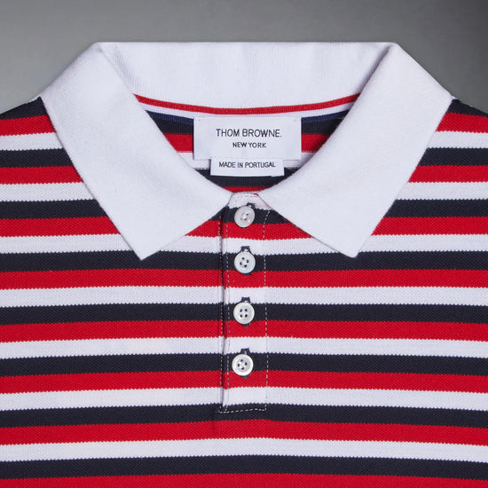 Thom Browne Kids Polo in Cotton Pique Stripe