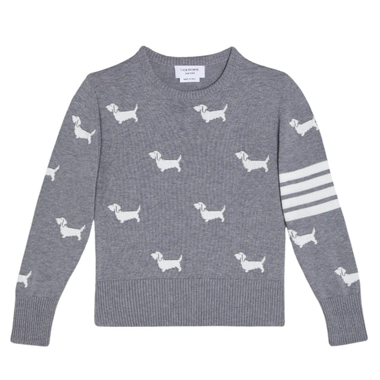 Thom Browne Kids Crew Neck Pullover with 4 Bar and Hector Halfdrop