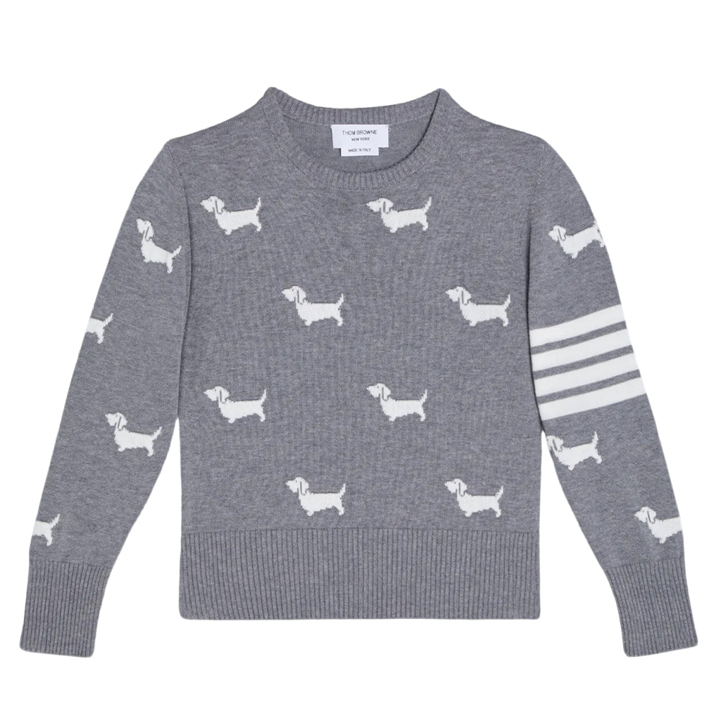 Thom Browne Kids Crew Neck Pullover with 4 Bar and Hector Halfdrop