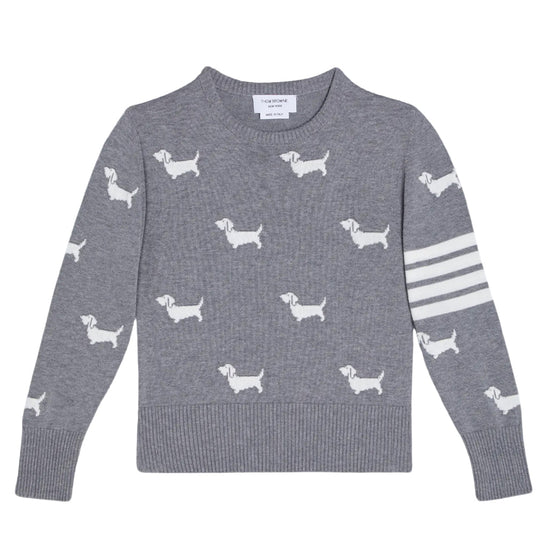 Thom Browne Kids Crew Neck Pullover with 4 Bar and Hector Halfdrop
