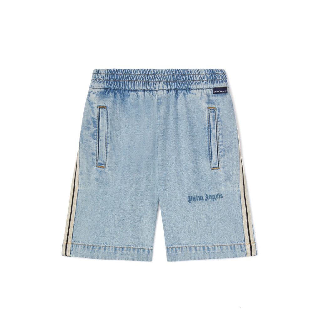 Palm Angels Kids Track Chambray Shorts