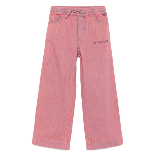 Palm Angels Kids Track Wide Chambray Pants
